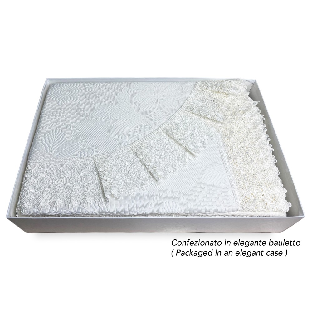 COLCHA con MACRAMÉ CREMA Encaje Doble IDEA SPOSA