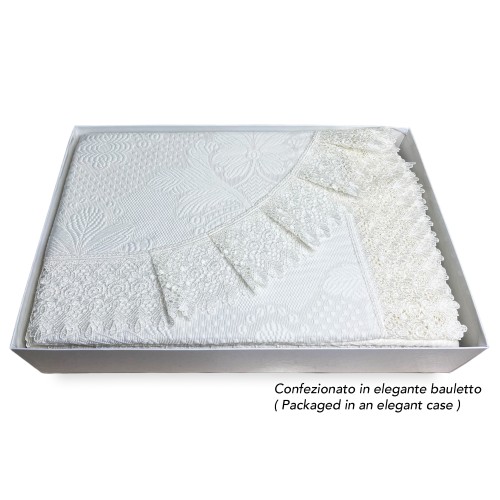 TAGESDECKE mit MACRAMÉ CREME Spitze Double IDEA SPOSA