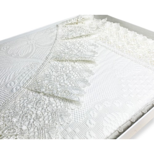 BEDSPREAD avec dentelle MACRAMÈ DOUBLE CREAM BRIDAL IDEA