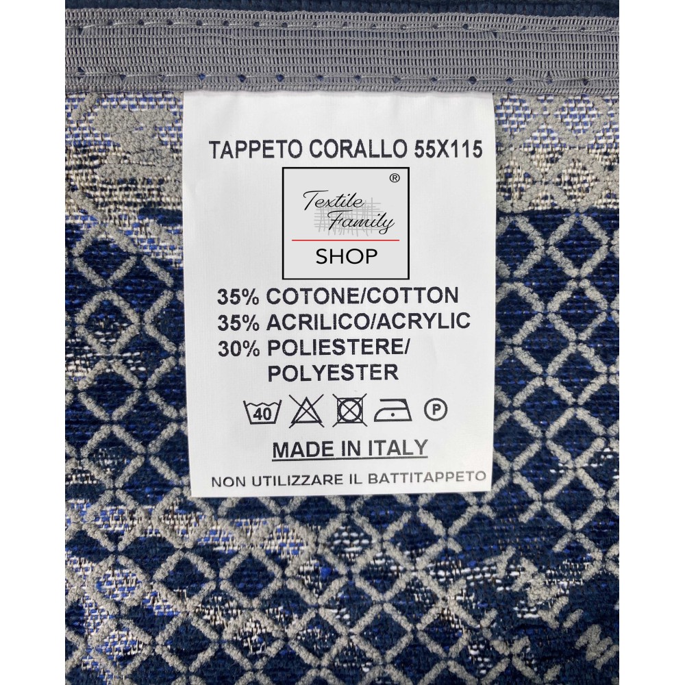 TAPIS antidérapant Mare MARINO Coralli Blu Made in Italy