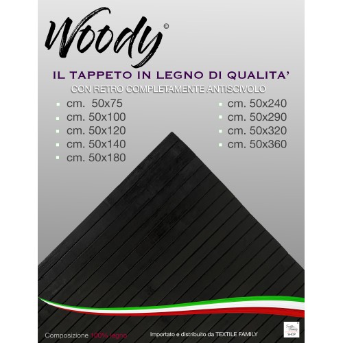 TAPPETO cucina IN LEGNO bamboo WOODY unito NERO