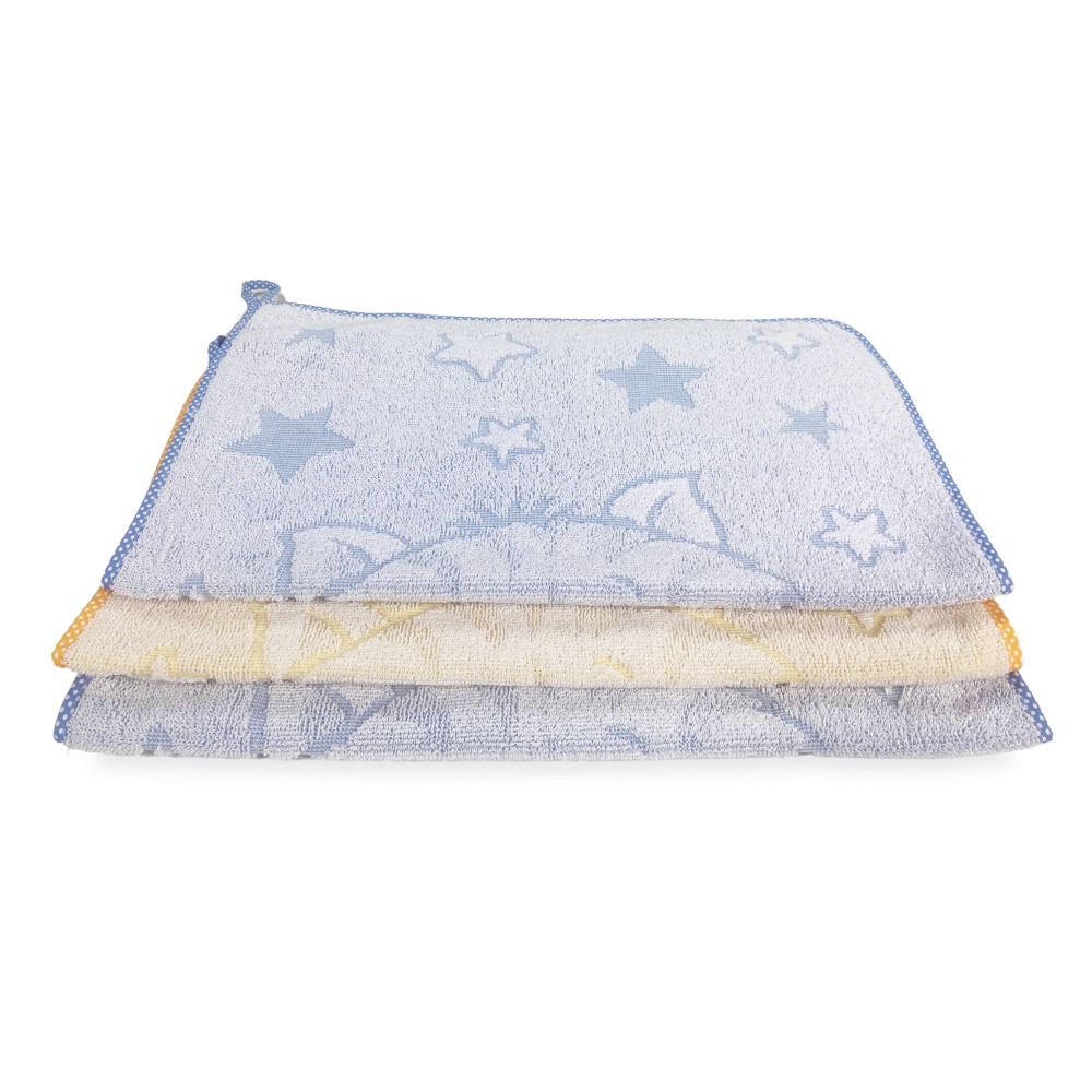 SET 3 NURSERY TOWELS FOR CHILDREN CUDDLES cm. 40x50 in Pure cotton