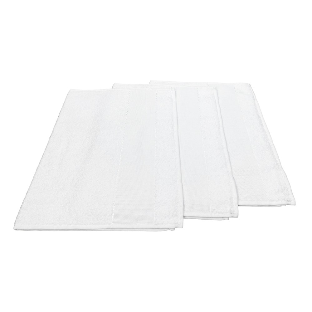 SET OF 3 KINDERGARTEN TOWELS IN SOLID COLOR All White with AIDA canvas for embroidery