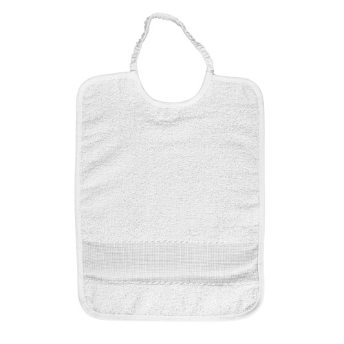 SET 6 BAVOIRS POUR ENFANTS EN COULEUR UNIE TOUT Blanc avec élastique en Coton Pur avec toile AIDA pour broder le nom