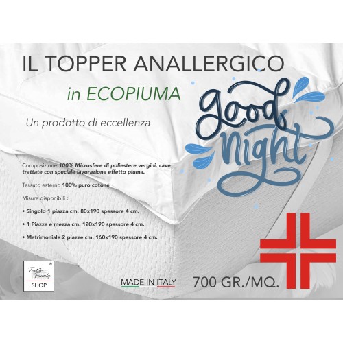 TOPPER for GOOD NIGHT Hypoallergene Matratze mit Federeffekt aus Mikrosphären Made in Italy