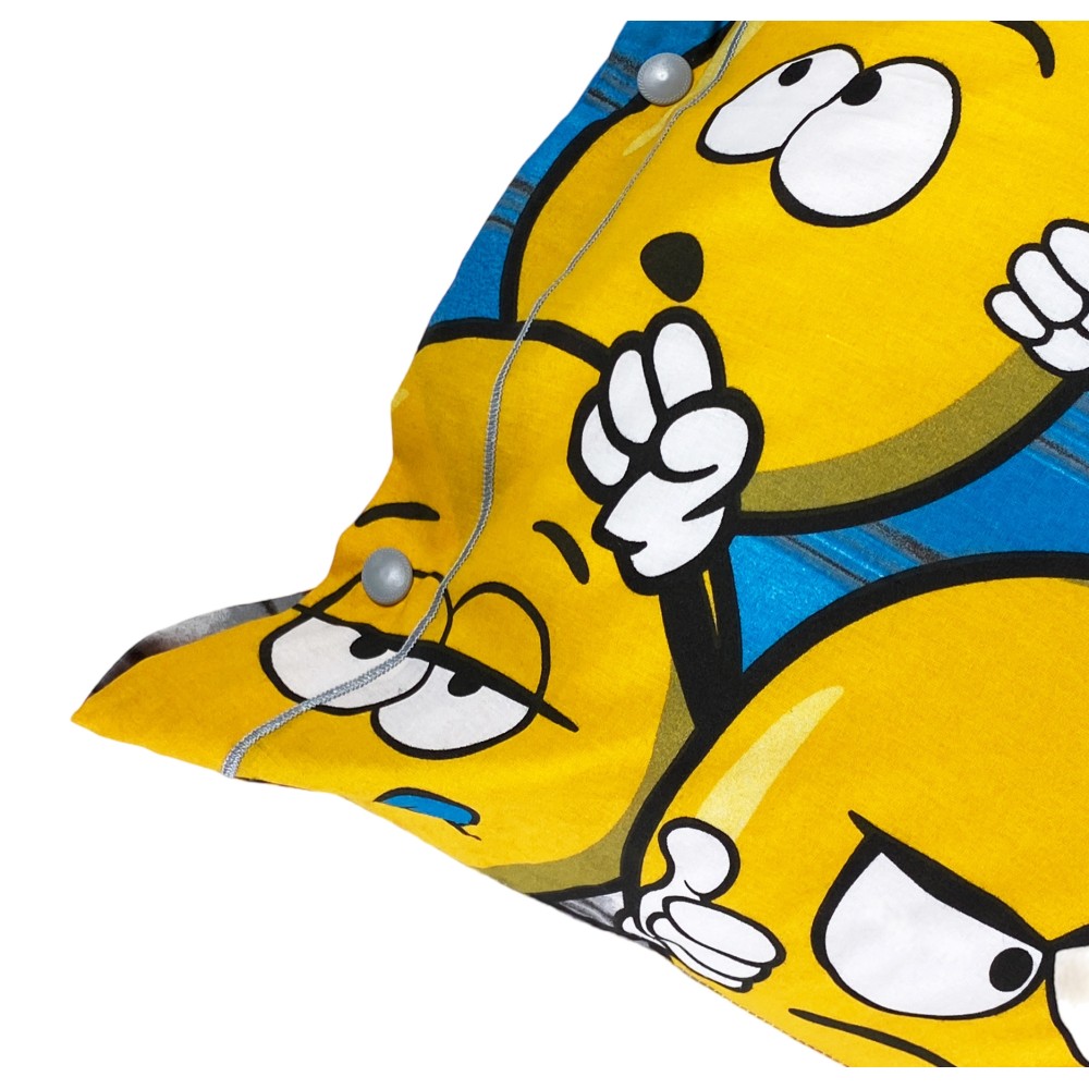 COMPLETO lenzuolo EMOJI Faccine SMILE NEW in Puro cotone Made in Italy