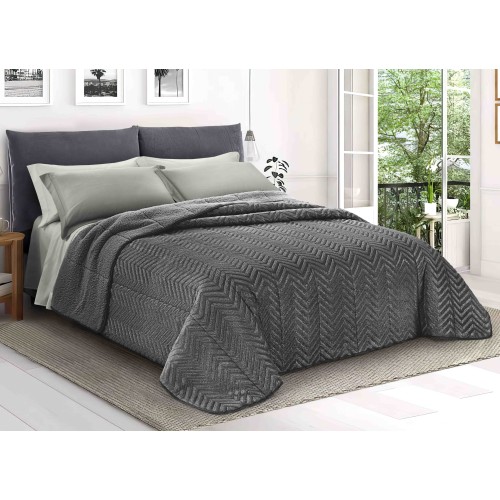 Soft Faux Fur QUILT Anthracite Grey 2 Square Double