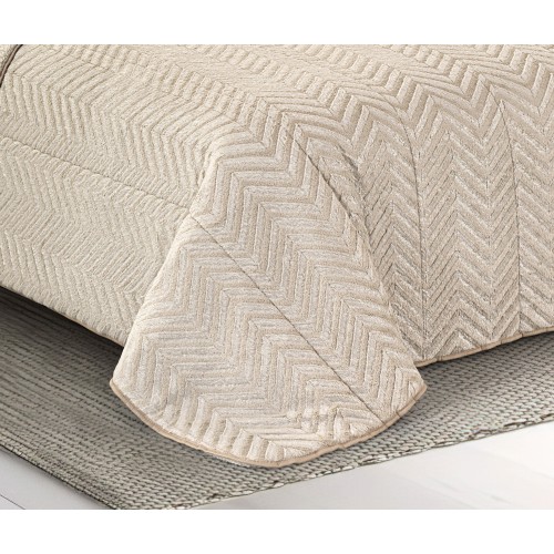 TRAPUNTA in Soffice Eco-pelliccia SPIGA Beige 2 Piazze Matrimoniale