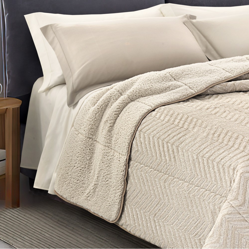 COUETTE en fausse fourrure douce SPIGA Beige 2 Double