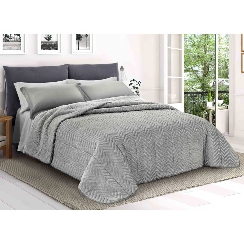 COUETTE en Fausse Fourrure Douce SPIGA Gris 2 Double