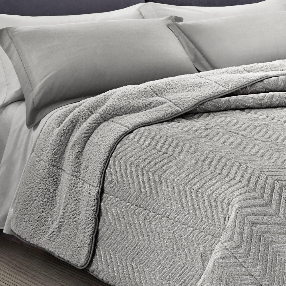 QUILT aus weichem Kunstfell SPIKE Grey 2 Doubles Double