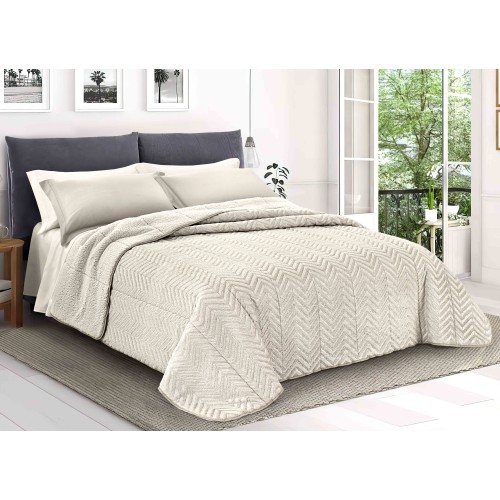 TRAPUNTA in Soffice Eco-pelliccia SPIGA Panna chiaro 2 Piazze Matrimoniale