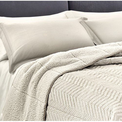 Soft Faux Fur QUILT Light Cream 2 Squares Double