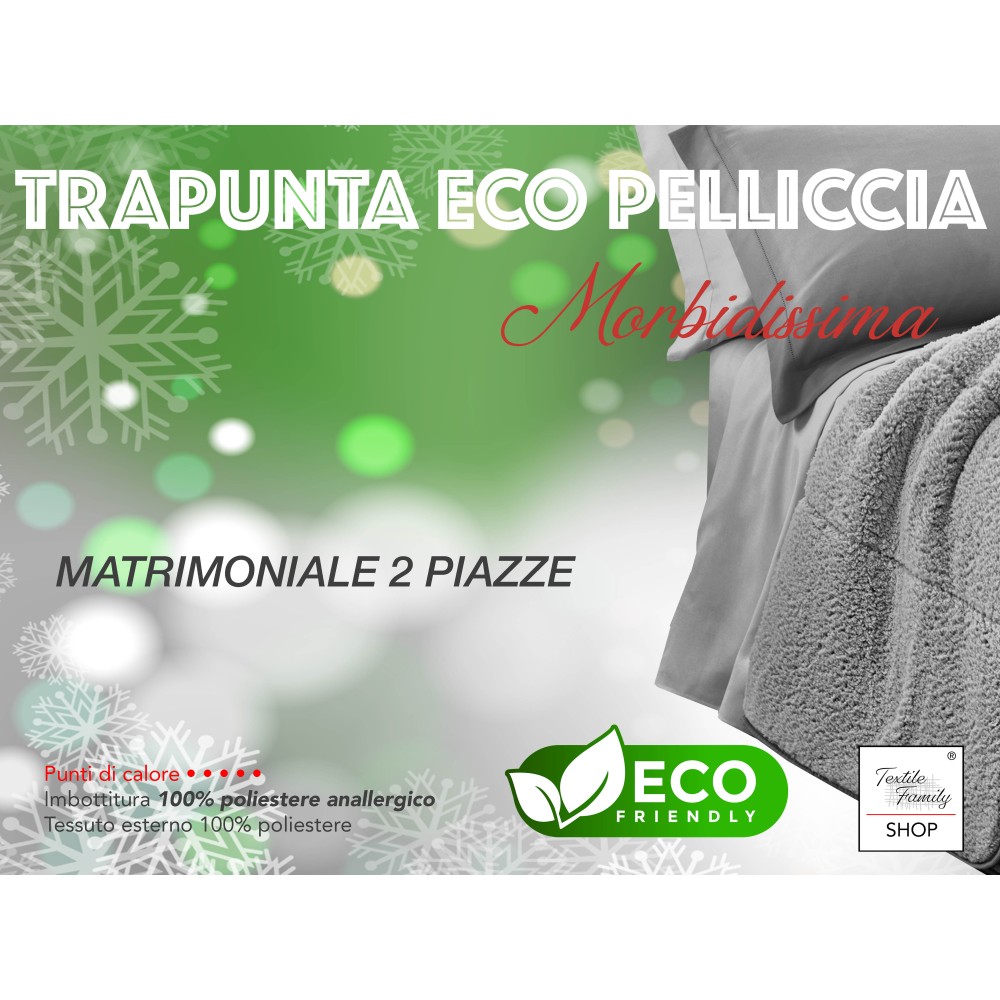 TRAPUNTA in Soffice Eco-pelliccia PETRA Grigio 2 Piazze Matrimoniale