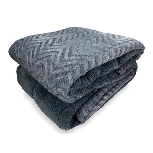 COUETTE en Fausse Fourrure Douce SPIGA Gris Anthracite 2 Lits Doubles