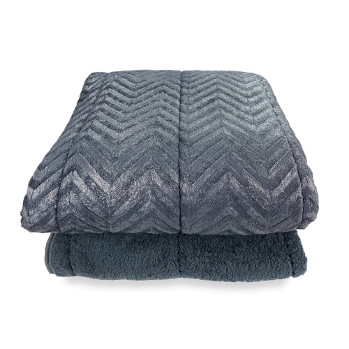 Suave Piel Sintética QUILT Gris Antracita 2 Cuadrados Doble