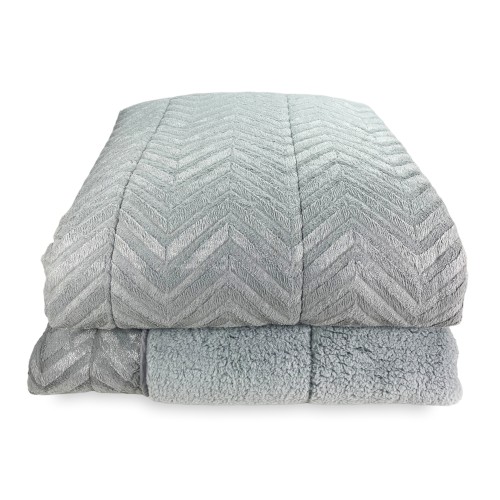 QUILT in Soft Faux Fur SPIKE Grey 2 Doubles Double