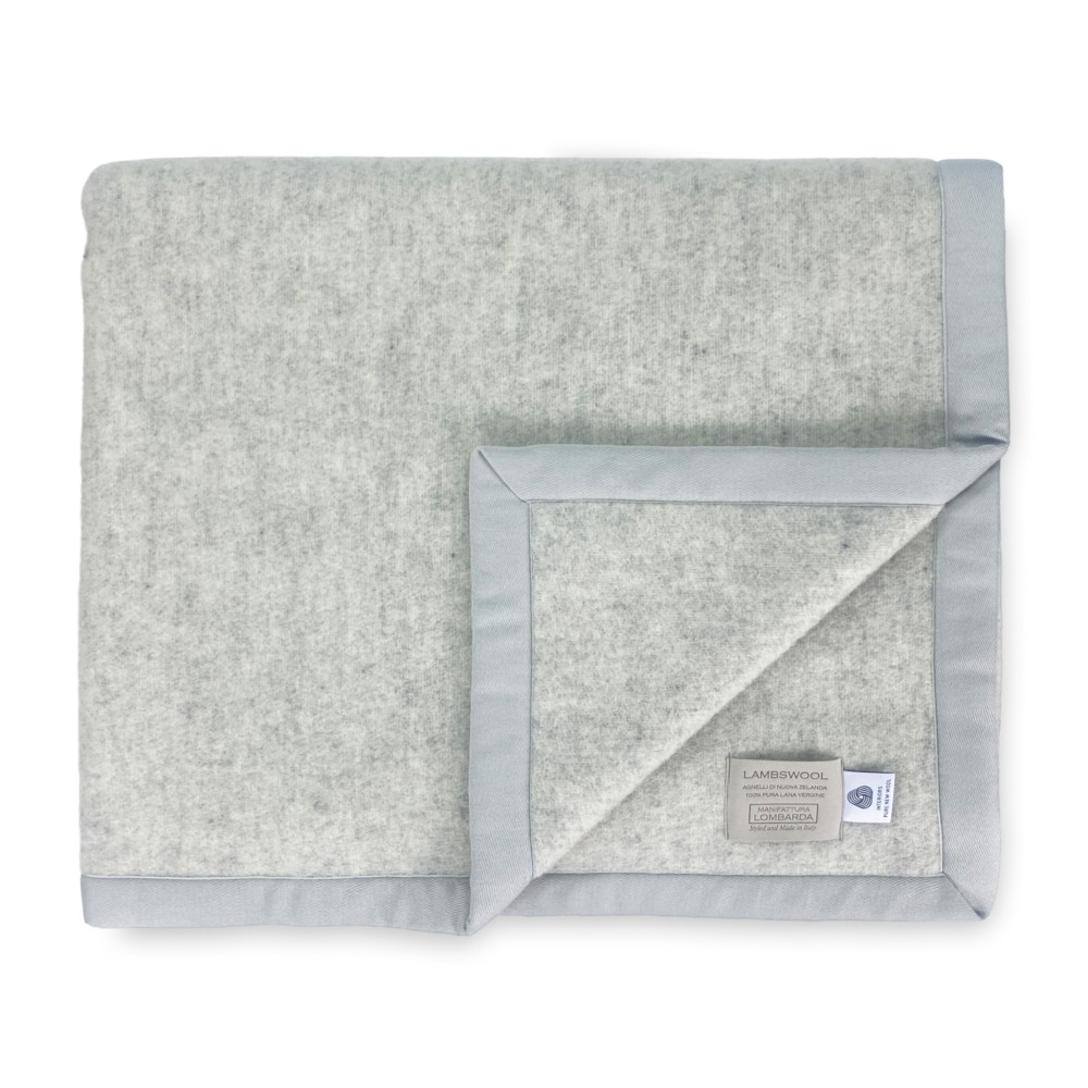 COUVERTURE EN LAINE D’AGNEAU GRIS LAINE MÉLANGÉE lit double 2 CARRÉS