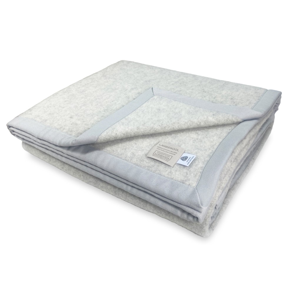 LAMMWOLLE WOLLDECKE GRAU MELANGE Doppelbett 2 Betten