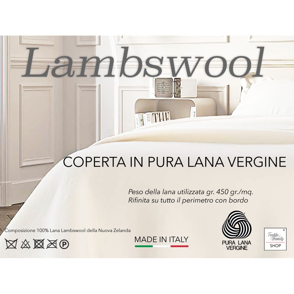 LAMBSWOOL Manta de lana beige LINO doble 2 tallas