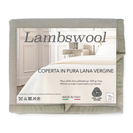 Wool blanket in beige linen in pure virgin wool