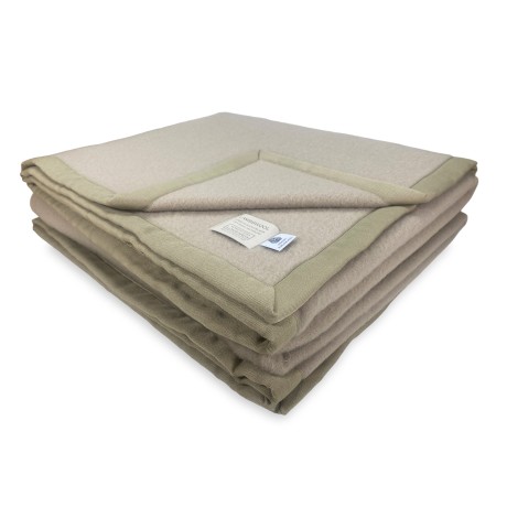 Wool blanket in beige linen in pure virgin wool
