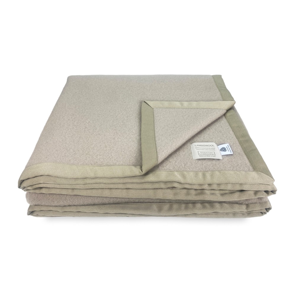 LAMMWOLLE Wolldecke Beige LINEN Double 2 Größen