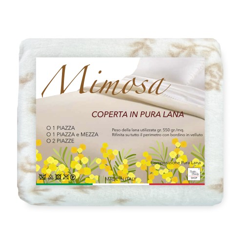 WINTER BLANKET IN PURE WOOL MIMOSA-ANIROS Made in Italy