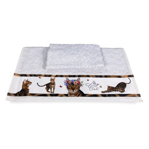 SET asciugamani GATTI Spiritosi in Puro cotone Made in Italy