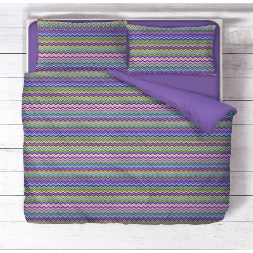 BEATRICE Housse de couette lilas en pur coton Made in Italy