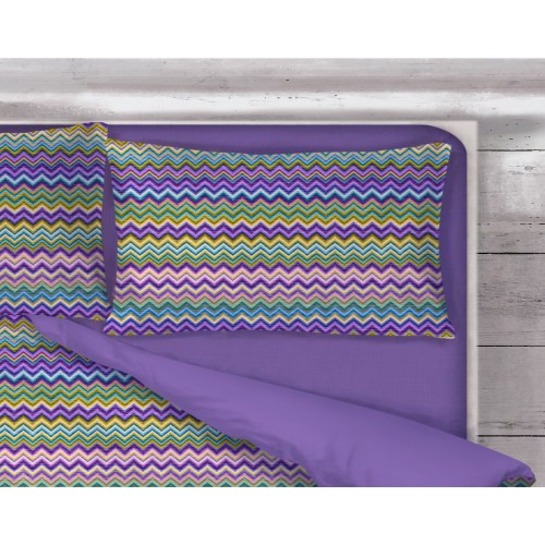 BEATRICE Lilac Duvet Cover in Pure Cotton Made in Italy