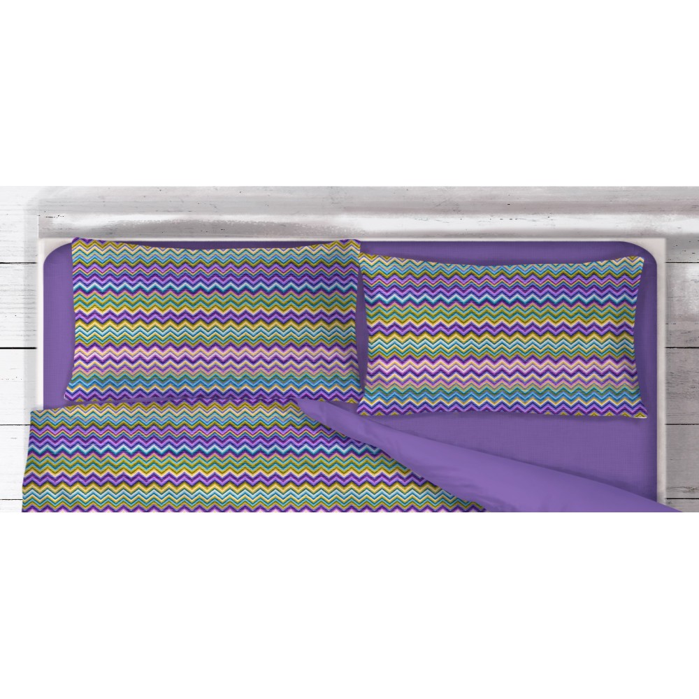 BEATRICE Funda nórdica lila de puro algodón made in Italy