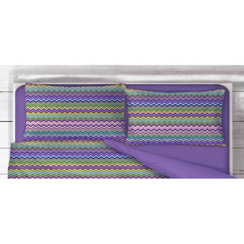 BEATRICE Funda nórdica lila de puro algodón made in Italy