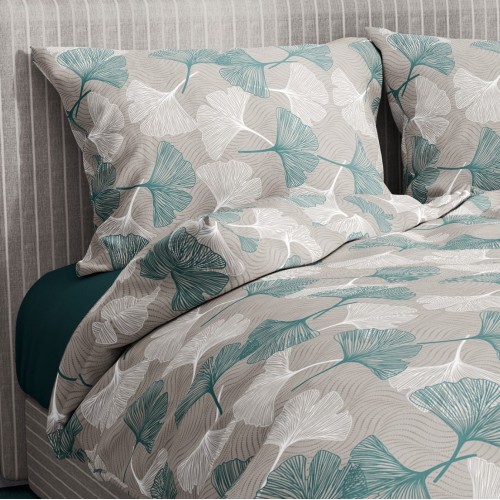 PETALI Green Duvet Cover in Pure Cotton Made in Italy