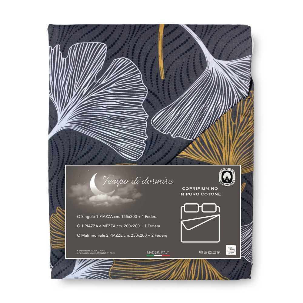 PETALI Gold Duvet Cover in Pure Cotton Made in Italy