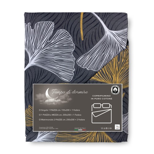 HOUSSE DE COUETTE Pétales d’or en pur coton Made in Italy