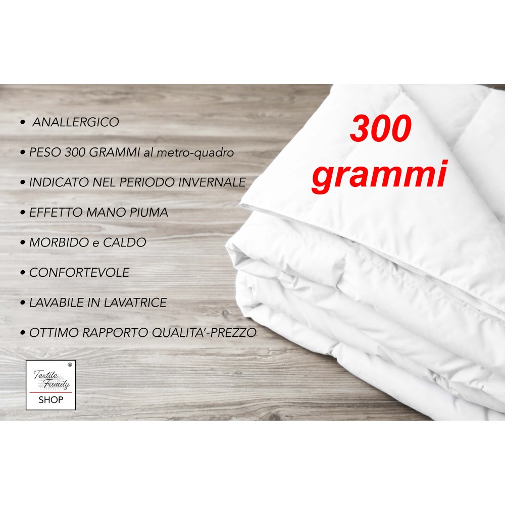 Weiße Winterbett-Daunenjacke 300 gr/qm - Weiche Mikrofaser und hypoallergenes Polyester - Warm und atmungsaktiv