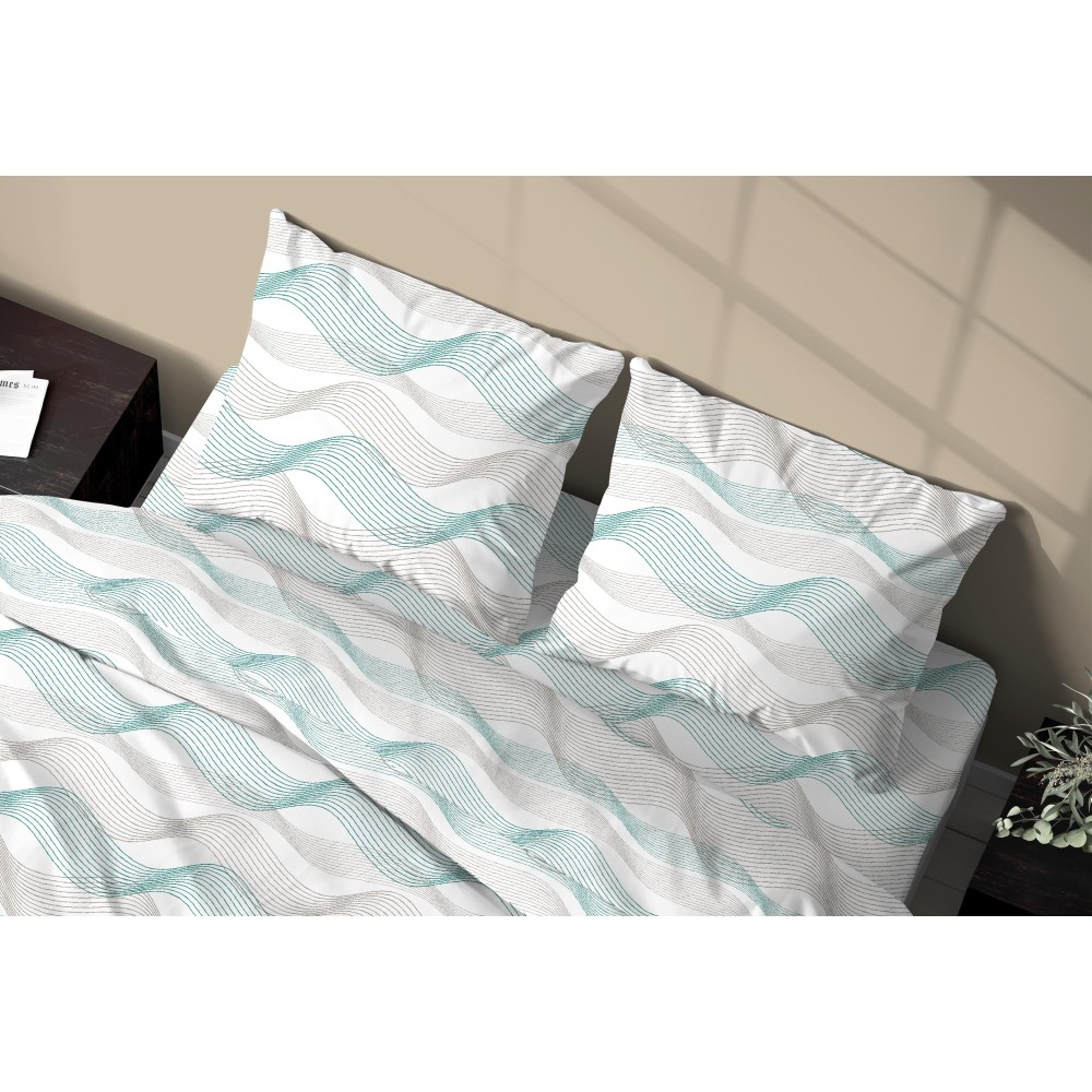 Drap d’hiver COMPLET Polaire en flanelle anti-boulochage CURVE vert en pur coton