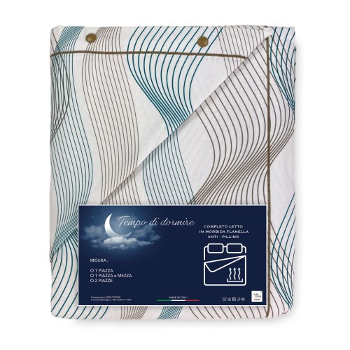 Drap d’hiver COMPLET Polaire en flanelle anti-boulochage CURVE vert en pur coton