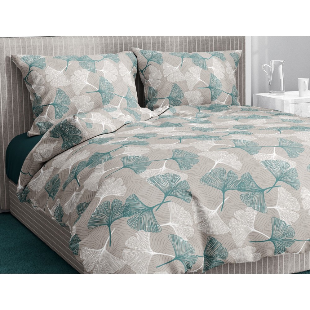 Completo Lenzuola Invernale Flanella Petali Verde - Cotone Felpato Anti-Pilling - Made in Italy