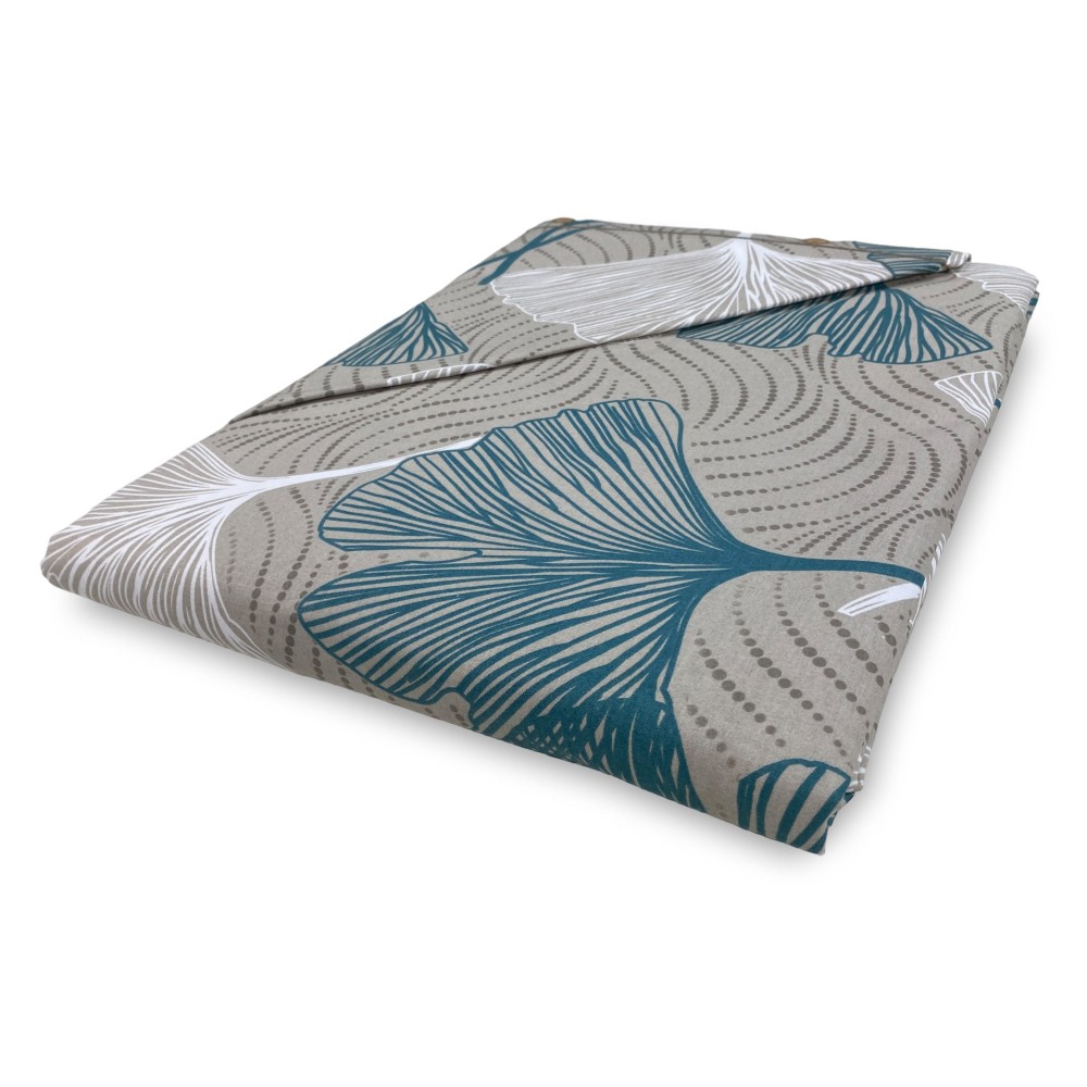 SET Winter sheet Fleece in anti-pilling FLANNEL Green petals in pure cotton