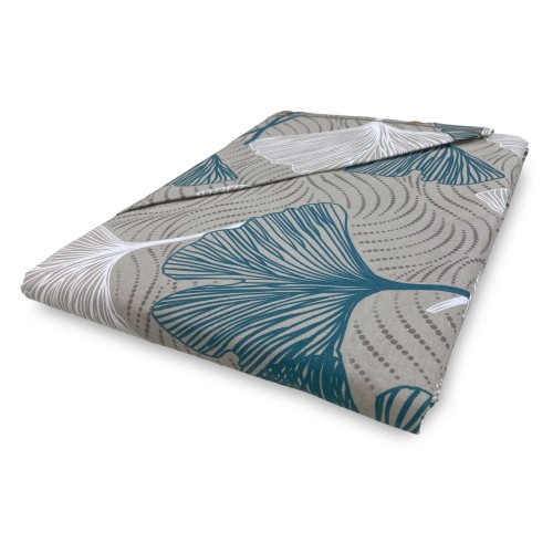 SET Winter sheet Fleece in anti-pilling FLANNEL Green petals in pure cotton