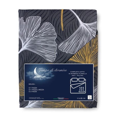 Drap d’hiver complet polaire en flanelle anti-boulochage pétales d’or en pur coton