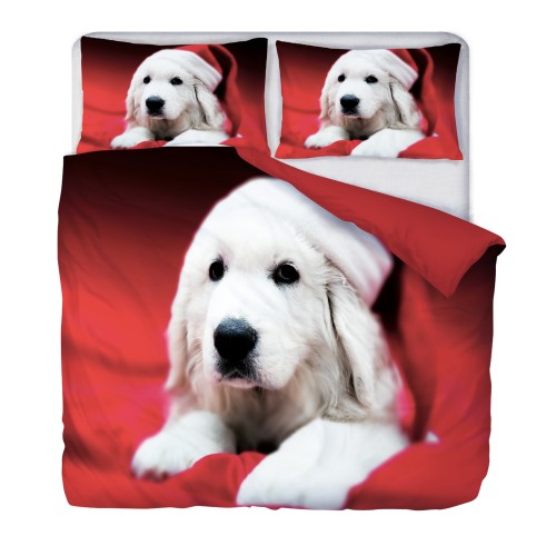 DUVET COVER SATEEN HD PHOTOGRAPHIC DOG Labrador Christmas