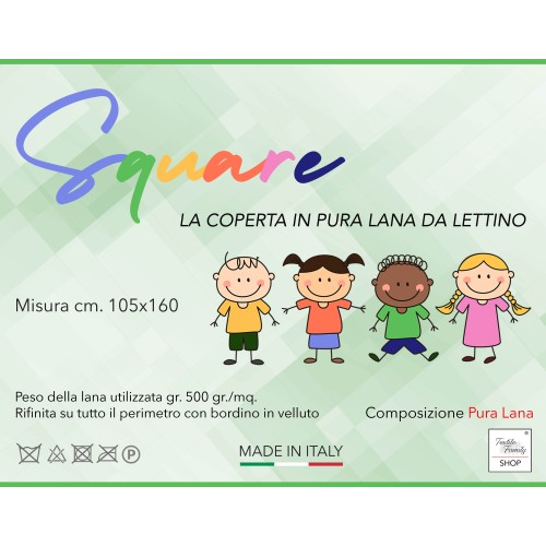 COUVERTURE CARRÉE pour enfants en véritable pure laine pour lit bébé doux et chaud de couleur naturelle