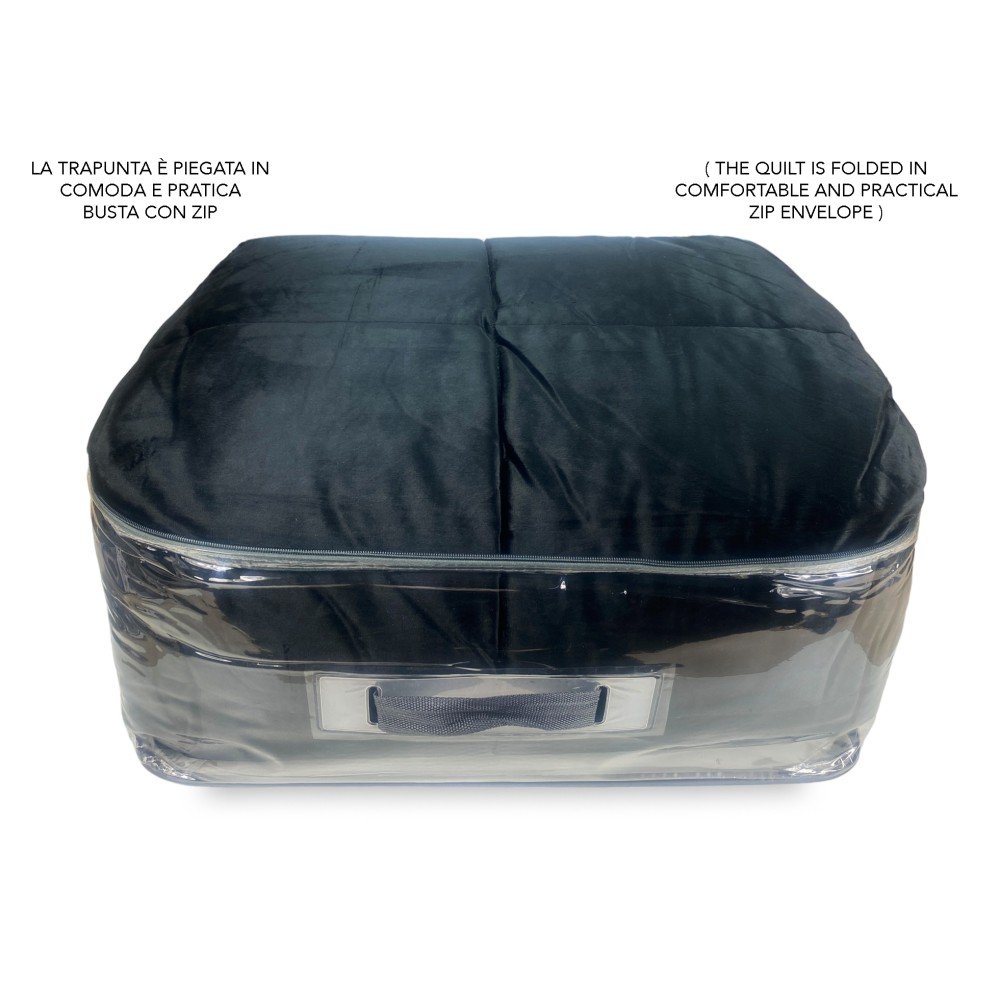 COUETTE Couette en velours doux NOIR effet plume 2 lits doubles ELISIR