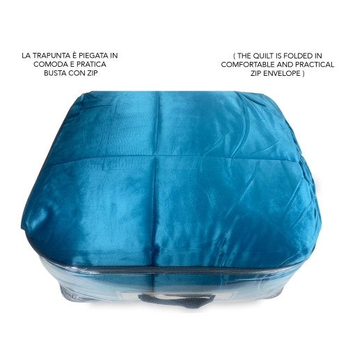 COUETTE Couette en Velours Doux BLEU PÉTROLE Effet Plume 2 Lits Doubles ELISIR