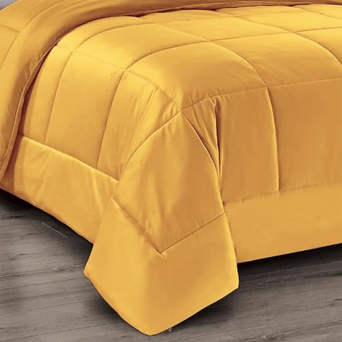 QUILT Edredón nórdico de suave terciopelo amarillo ORO efecto pluma 2 cuadrados doble ELISIR