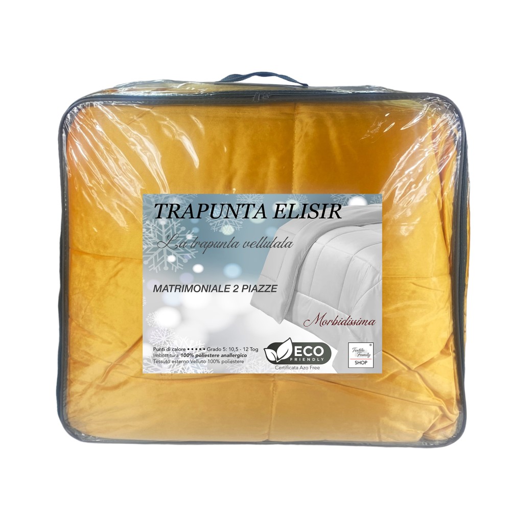 COUETTE Couette en velours jaune doux effet plume OR 2 lits doubles ELISIR