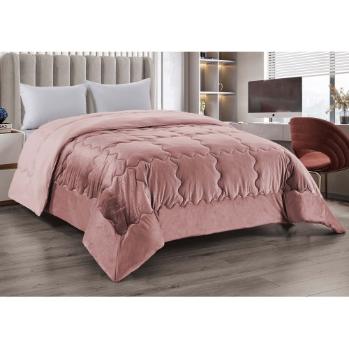 COUETTE Couette en velours doux ROSE effet plume 2 lits doubles ELISIR Jacquard